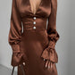 Brown midi dress with buttons