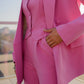 Pink three-piece suit with vest