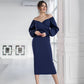 Dark blue dress with voluminous sleeves 