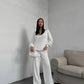 Milk knitted suit