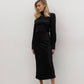 Black midi dress with bow and open back