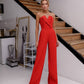 Red corset jumpsuit