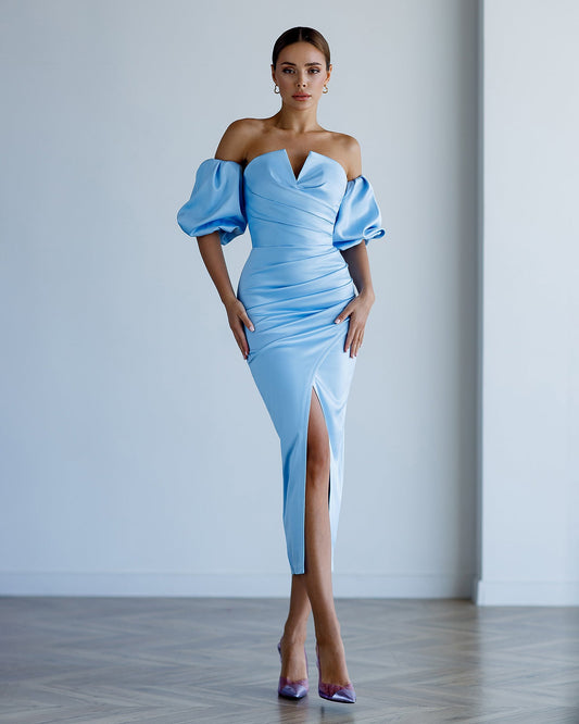 Blue corset silhouette midi dress