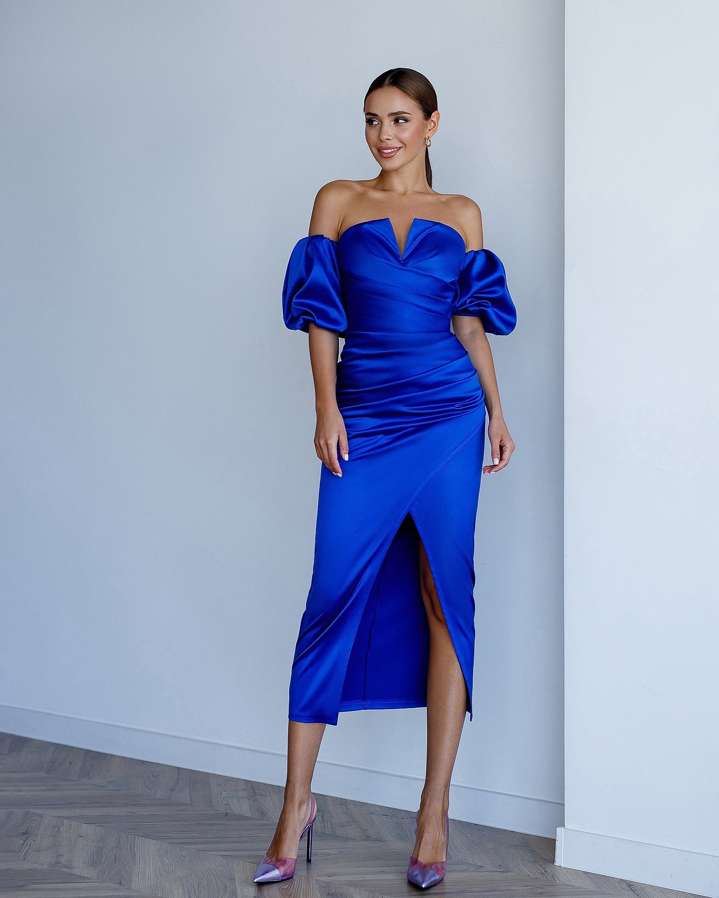 Blue corset midi dress