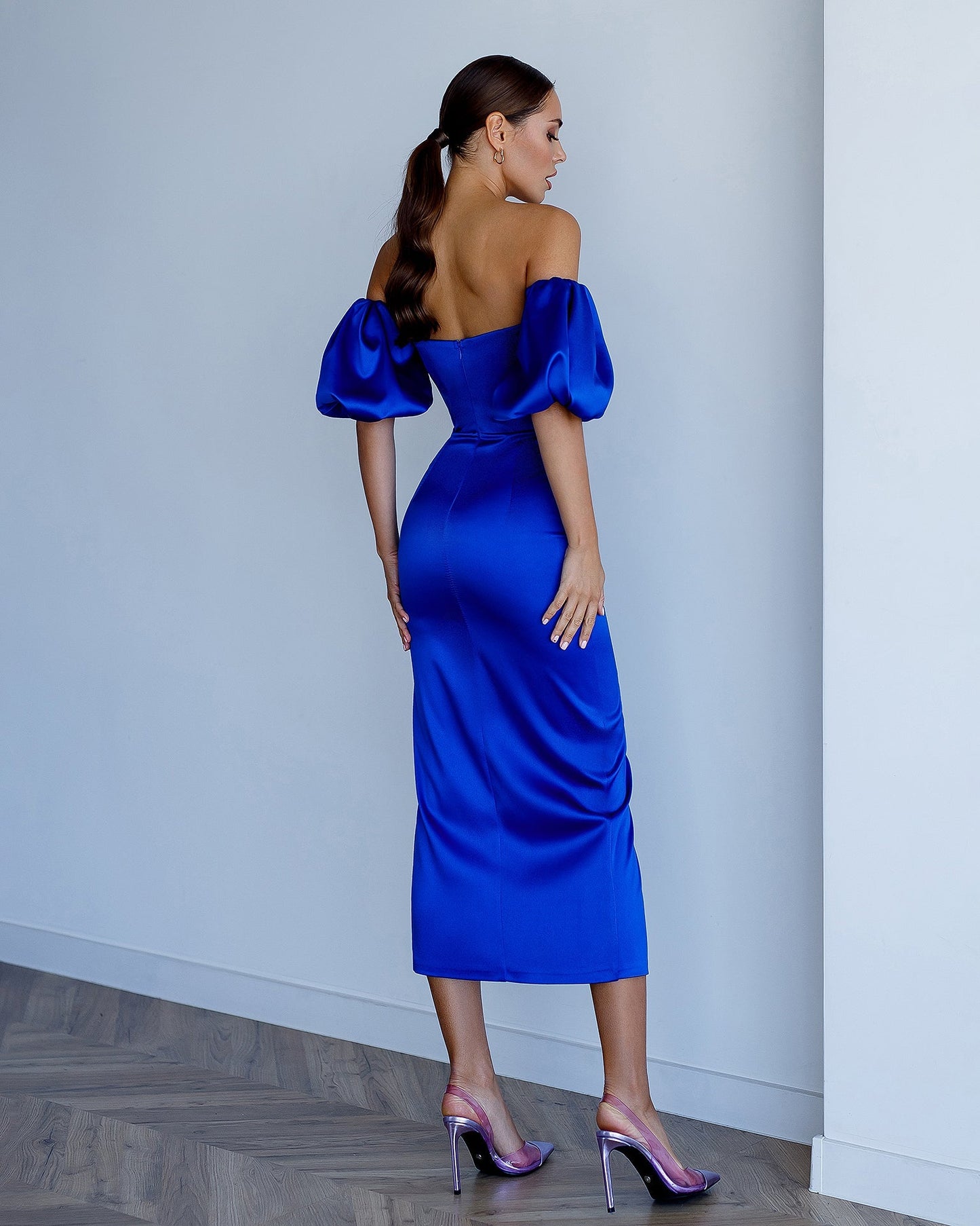 Blue corset midi dress