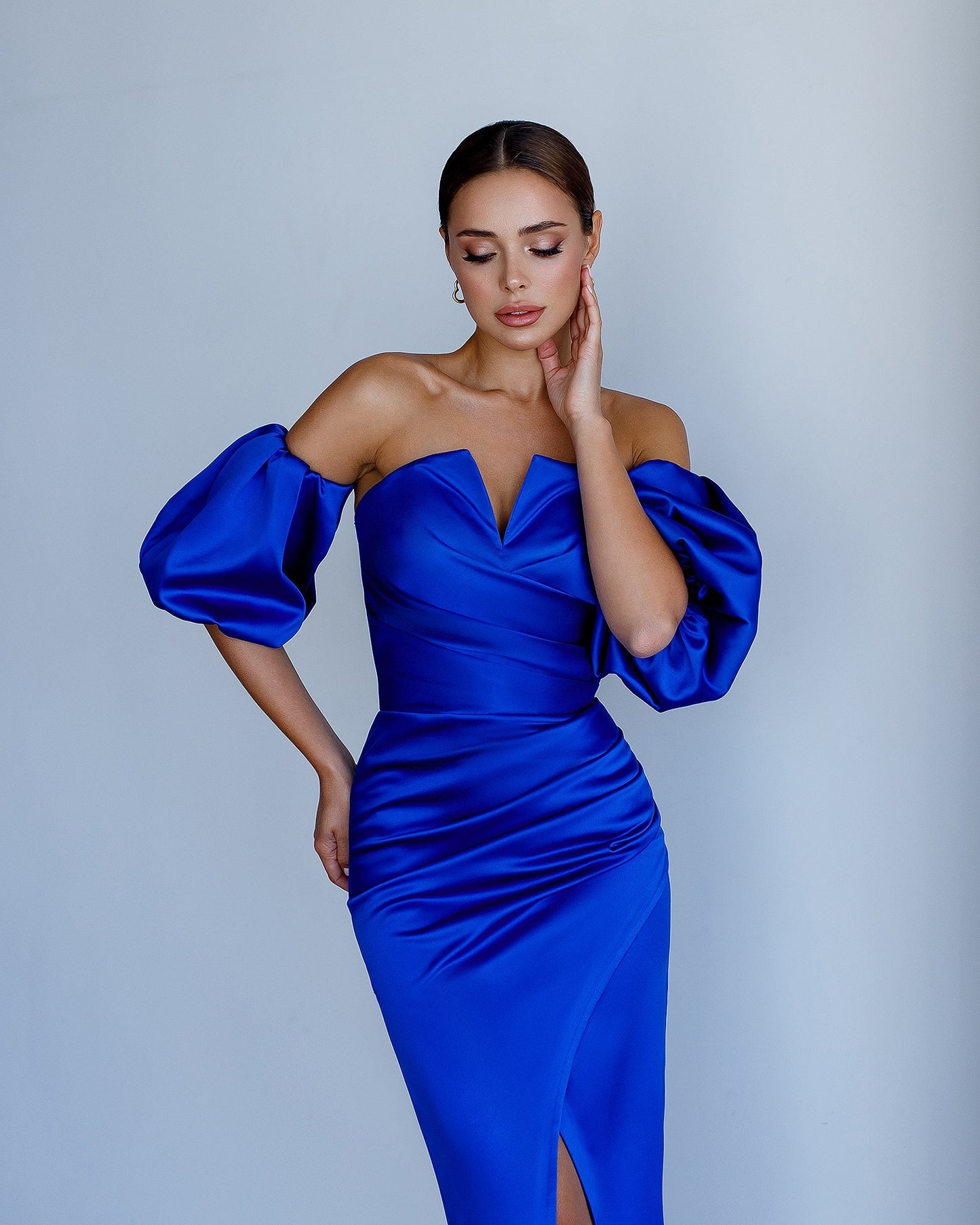 Blue corset midi dress