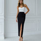 Black pencil skirt with a slit