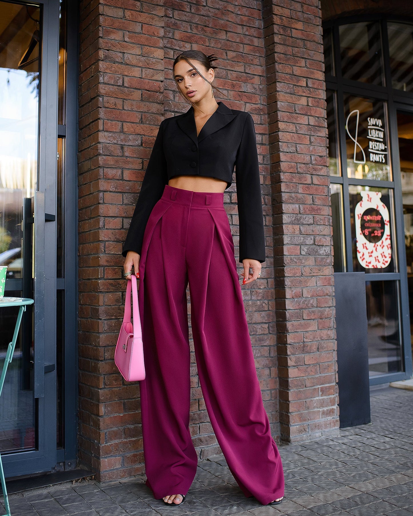 Burgundy palazzo pants