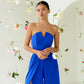 Blue corset jumpsuit with slits