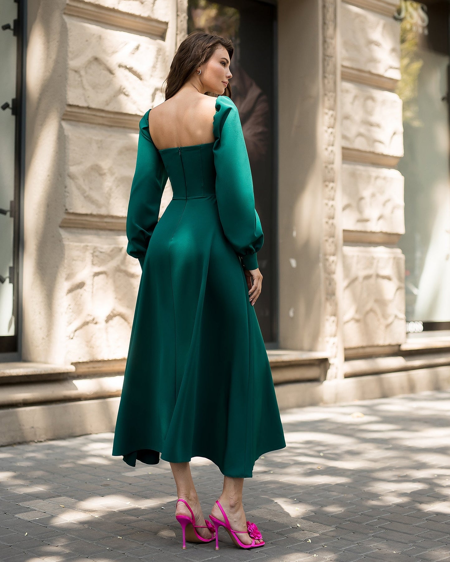 Green midi dress with cups