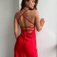 Red dress-combination with an open back