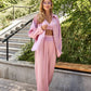 Pink satin three piece suit