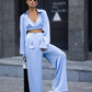 Blue satin three piece suit