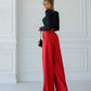 Red wide trousers with slits