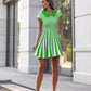 Green knitted mini dress with stripes