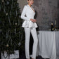 Milk suit with a peplum jacket and tapered trousers