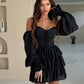 Black chiffon bustier dress