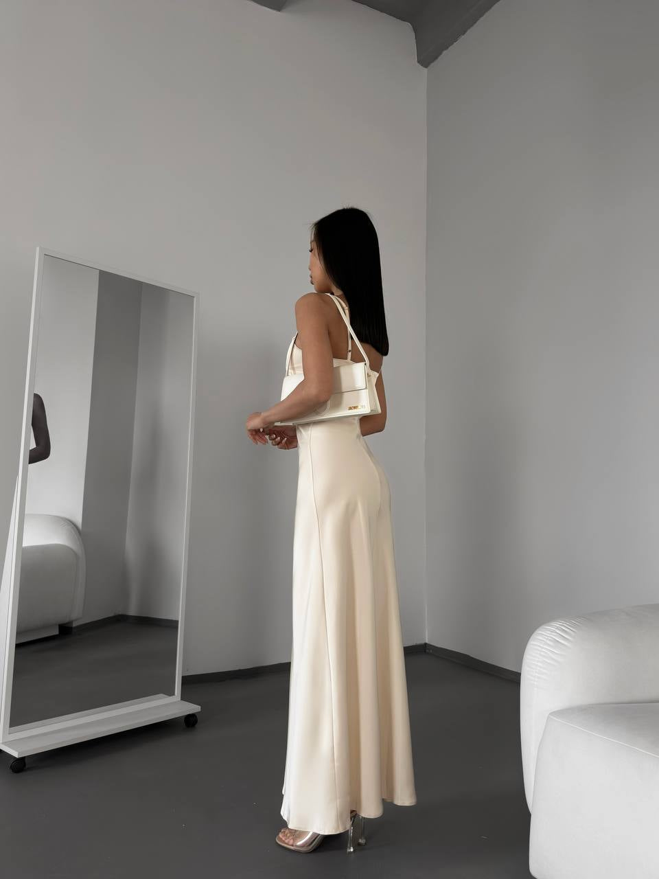 Dress-combination maxi made of satin