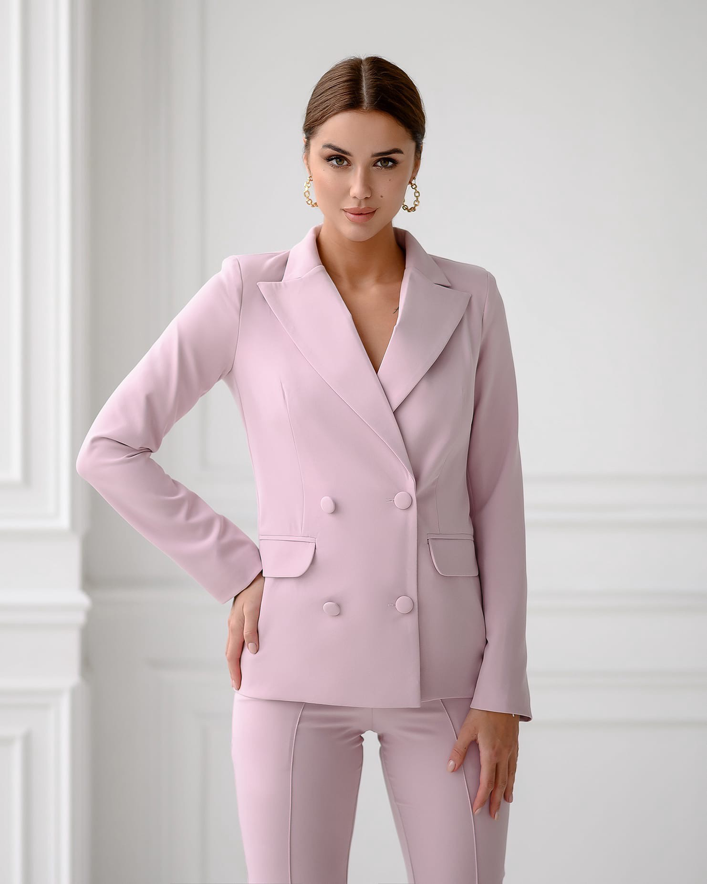 Powder suit double-breasted jacket and trousers