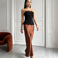 Midi skirt in chocolate color