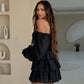 Black chiffon bustier dress