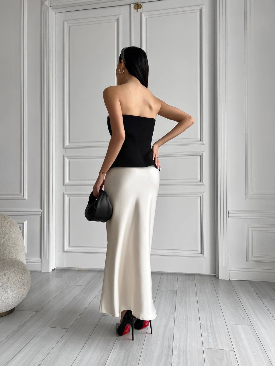 Midi skirt in Champagne color