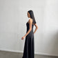 Black dress-combination maxi made of satin