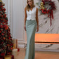 Olive satin maxi skirt