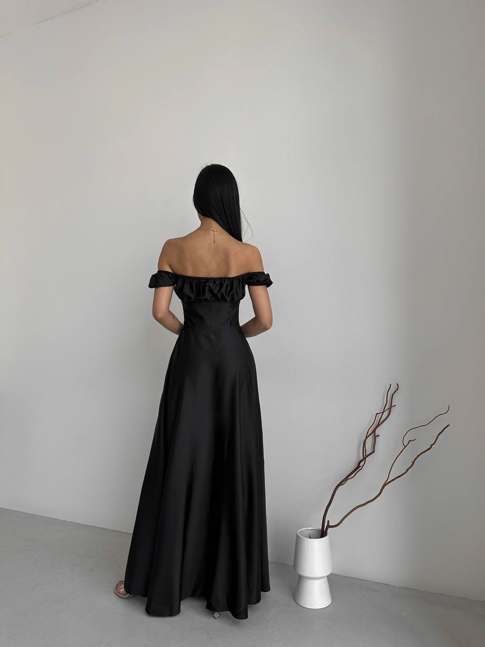 Black maxi dress with slit