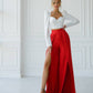 Red wide trousers with slits