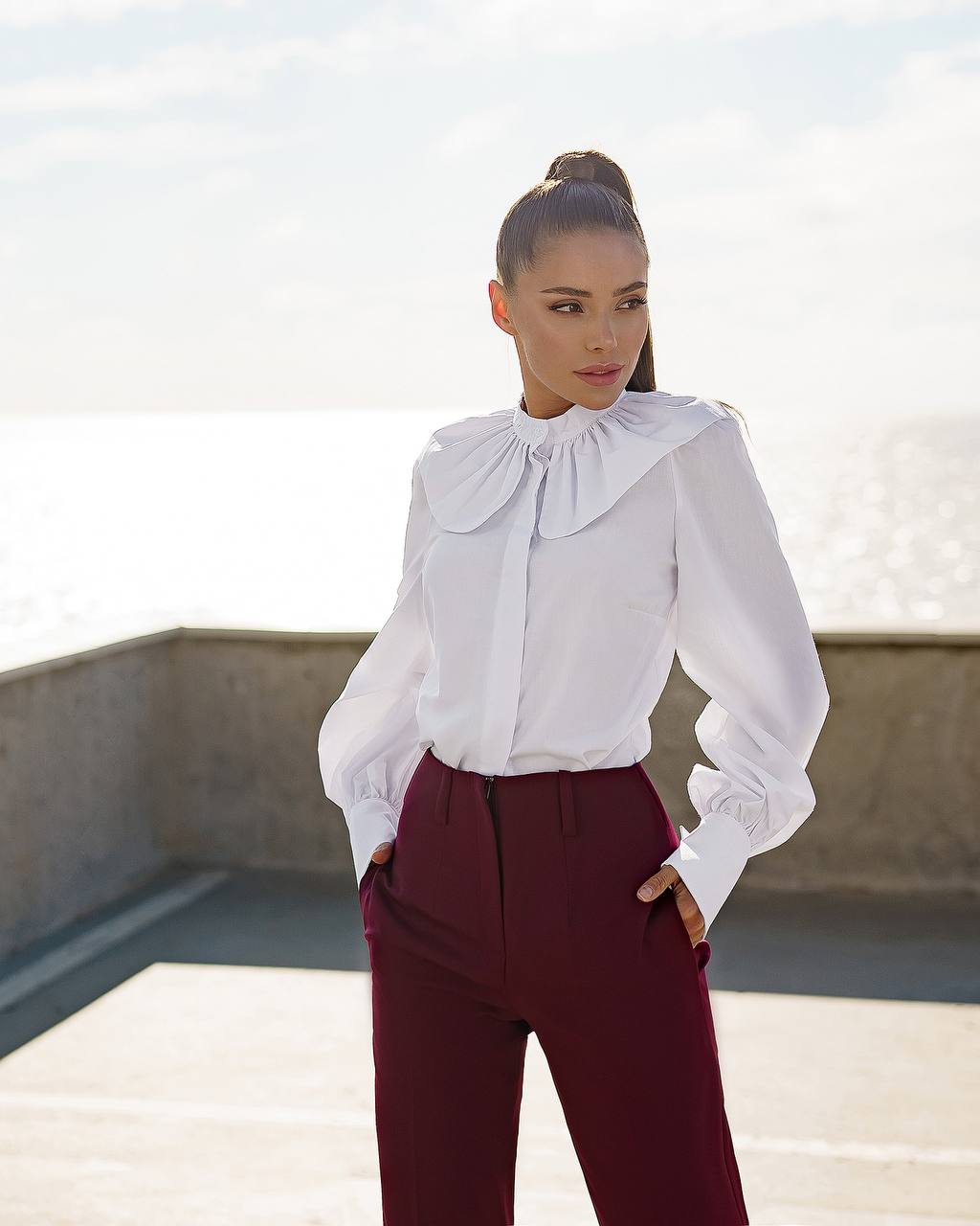 Burgundy tapered pants