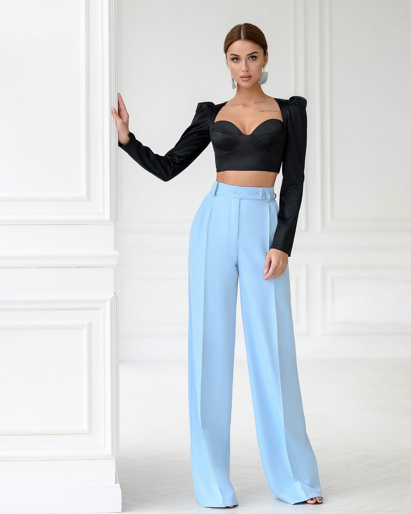 Blue wide trousers