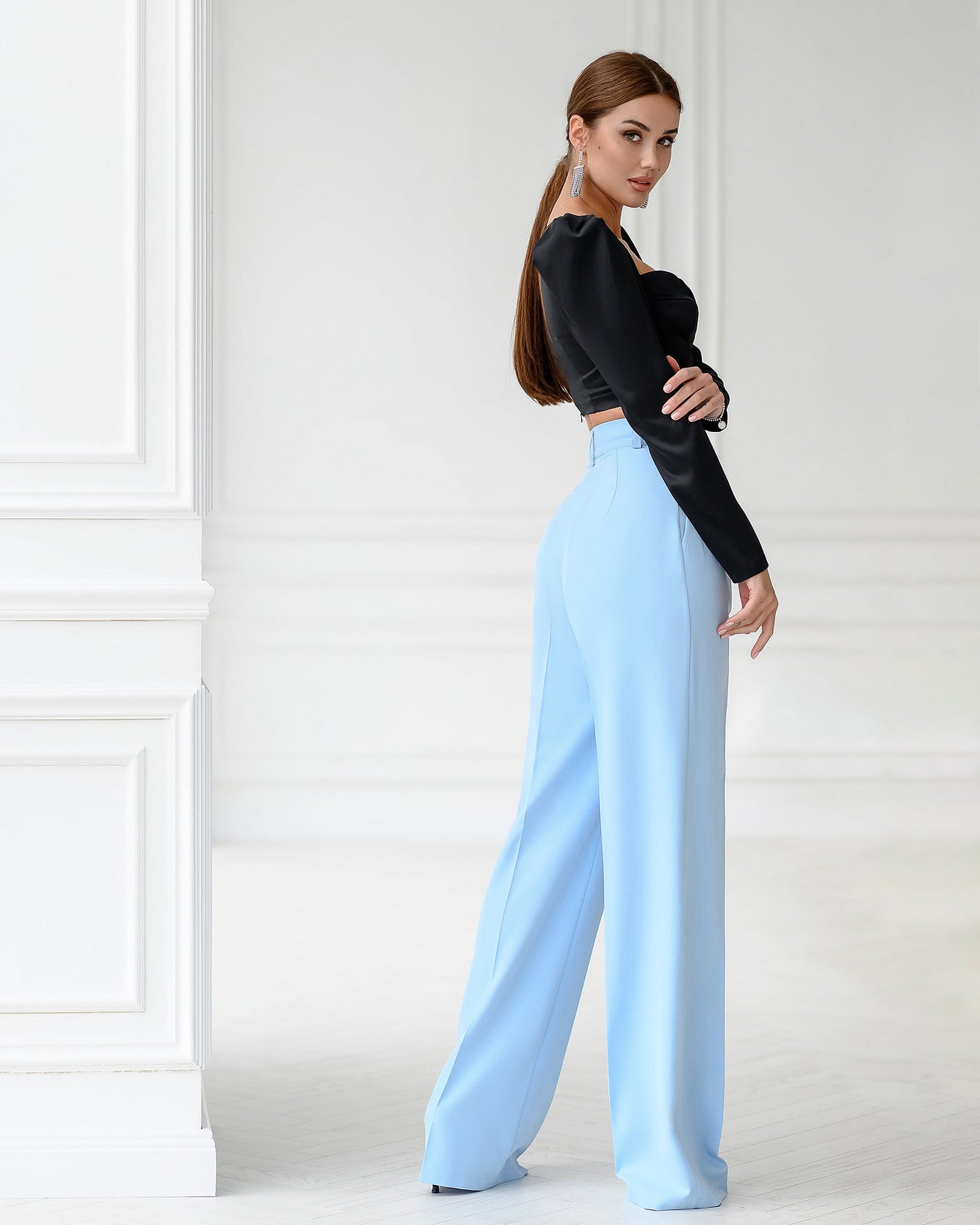 Blue wide trousers