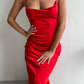 Red dress-combination with an open back