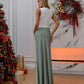 Olive satin maxi skirt