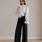 Black palazzo pants with a corset belt