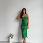 Green dress-combination with an open back