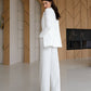 Milk suit with wide pants and belt included