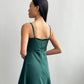 Emerald dress-combination maxi made of satin