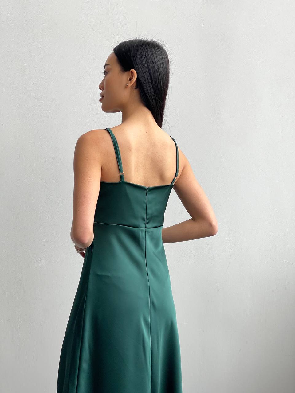 Emerald dress-combination maxi made of satin