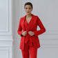 Red three-piece suit with vest