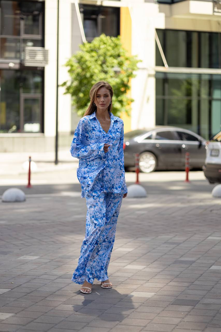 Three-piece silk suit