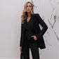 Black striped three piece suit with waistcoat and straight trousers