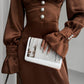 Brown midi dress with buttons