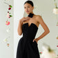 Black corset jumpsuit with slits