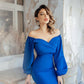 Blue dress with voluminous sleeves 