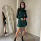 Emerald mini dress with open back and bow