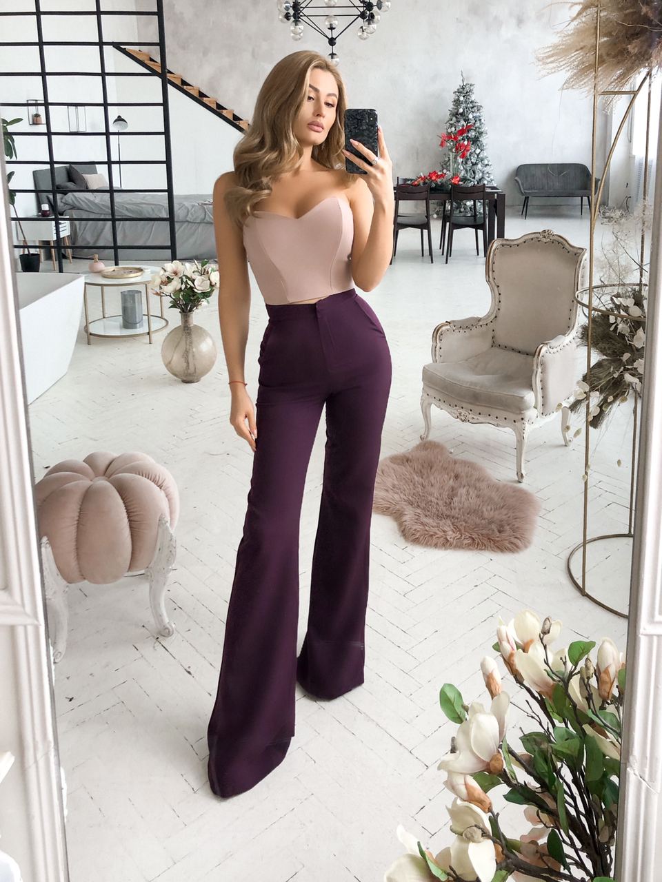 Marsala flared pants