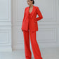 Three-piece coral suit with a top