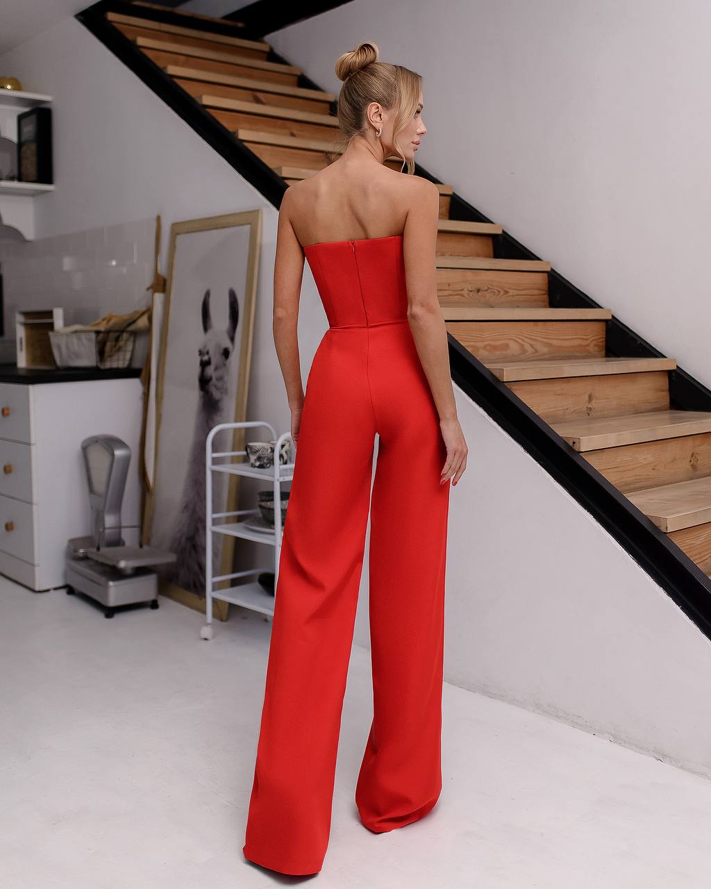 Red corset jumpsuit